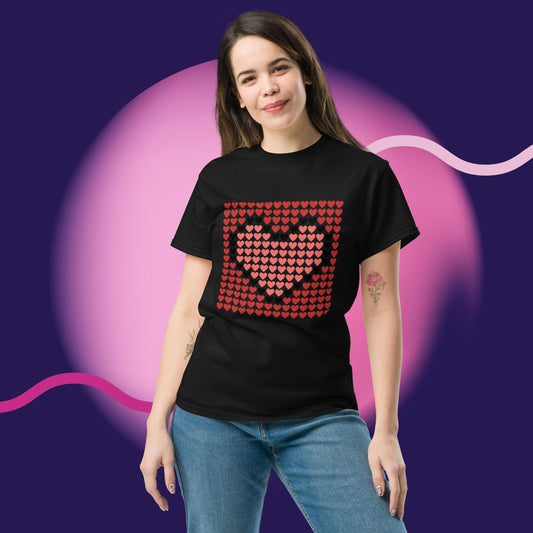 Pink and Red Hearts Valentine's Day Couples Gift Unisex t-shirt