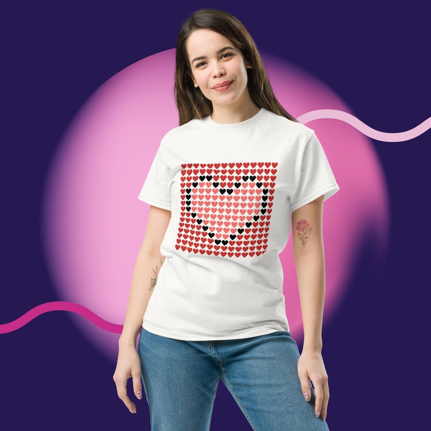 Pink and Red Hearts Valentine's Day Couples Gift Unisex t-shirt